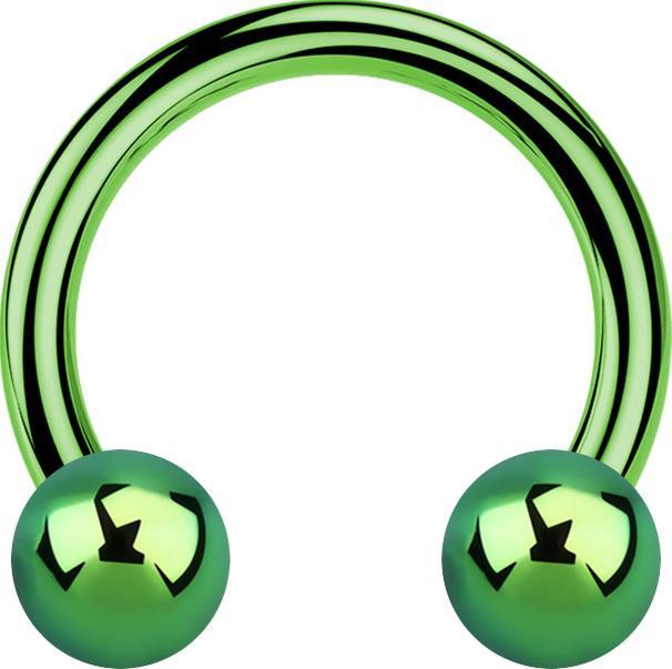 Star Piercing Micro Circular Barbell grün mit zwei Kugeln (ohne Messing, Titan G23)