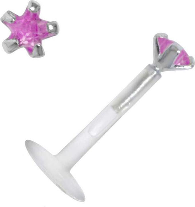 Bijouteria Piercing für Lippe/Tragus (Bioplast, Silber 925, Zirkonia)