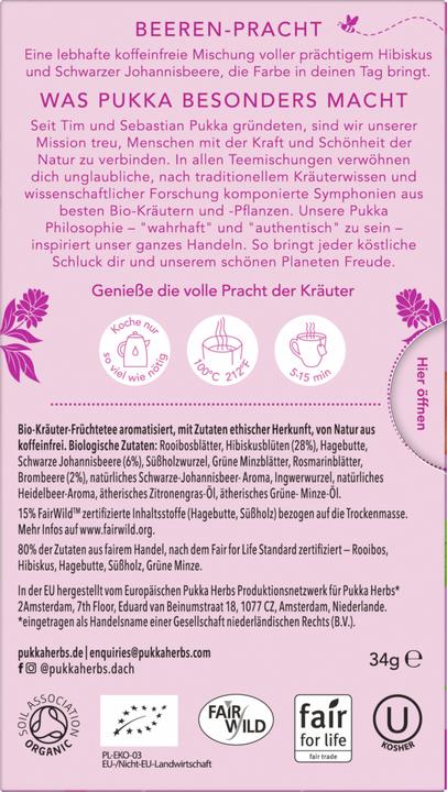 Nährwerte und Zutaten Pukka Morning Berry (34 g)