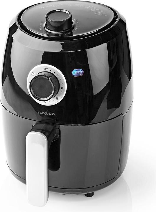Actual product image Nedis Hot Air Fryer | 2.4 l | Timer: 30 min | Analogue | Aluminium / Black (EU plug)