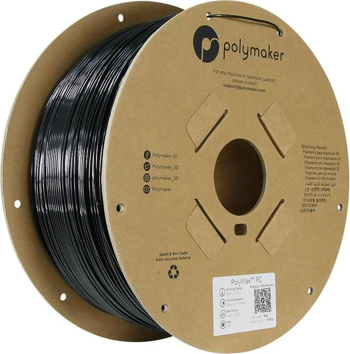 Produktbild Polymaker PolyMax Tough PC Schwarz 1,75 mm 3,000 g (PC, 1.75 mm, 3000 g, Schwarz)