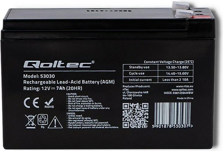 Image du produit Qoltec 53031 AGM battery| 12V| 9Ah| max 135A - Batterie - 9.000 mAh (12 V, 9 Ah)