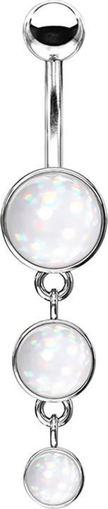Actual product image Star Piercing Banana silver with pendant three shields epoxy stone white (Surgical steel 316L, Brass)