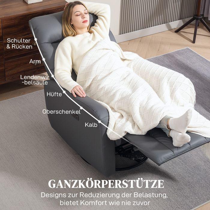 Produktbild Swisshandel24 Elektrisch Relaxsessel Fernsehsessel mit Liegefunktion, Schaukelfunktion Grau