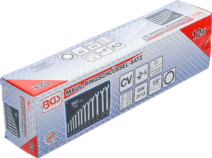 Produktbild BGS Maul-Ringschlüssel-Satz (1/4", 5/16", 3/8", 7/16", 1/2", 9/16", 5/8", 11/16", 3/4", 13/16", 7/8", 15/16")