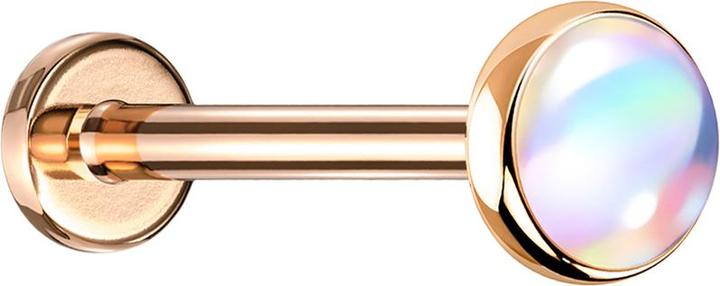 Star Piercing Micro Labret rosegold mit Scheibe irisierend weiss (ohne Messing, Chirurgenstahl 316L)
