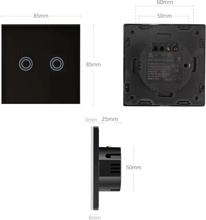 Actual product image Maclean Touch switch, light switch, cross switch, wall switch, staircase switch with colour change, LED H