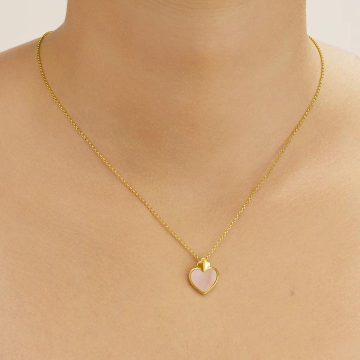 Image du produit Charles Garnier Collier PASSION Pendentif Coeur en Argent Doré et nacre Rose (Argent doré et nacre rose)