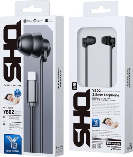 Produktbild Wekome YB02 SHQ-Serie – USB-C-Kopfhörer mit Kabel (Schwarz) (Kabelgebunden)