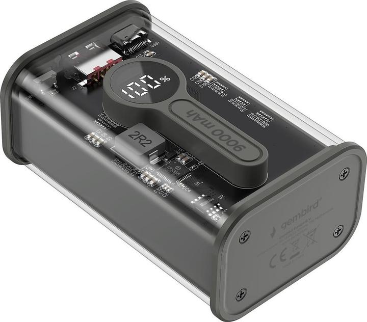 Image du produit Gembird PowerBank Transparent QC3.0 noir (9000 mAh, 20 W, 40 Wh)