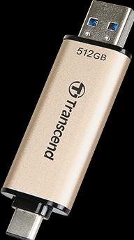 Actual product image Transcend JetFlash 930C USB flash drive 512 GB USB Type-A / USB Type-C 3.2 Gen 1 (3.1 Gen 1) Gold (512 GB, USB-C, USB-A, USB 3.2)