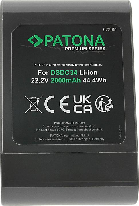 Actual product image Patona Replacement battery for Dyson DC31 DC34 DC35 DC43 DC56 DC57 replaces 917083-01