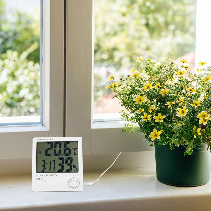 Immagine prodotto Casativo Igrometro e termometro digitali con sensore esterno, orologio e sveglia