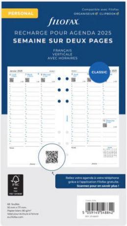 Image du produit Filofax PE-INH.1W/2S.VERTICAL (95 x 171 mm, Français)