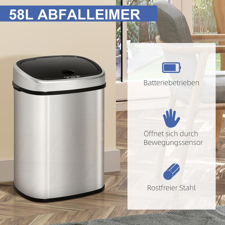 Image du produit Homcom Poubelle avec capteur infrarouge (58 l)