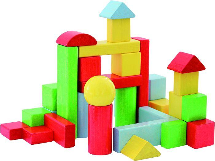 Actual product image Spielmaus PlayMouse wooden building blocks in drum