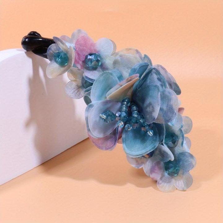 Produktbild Activity Board 1 Stück Vintage Bohemian Style Fabric Flower Hair Claw - Harz elegante Bananenklammer rutschfeste
