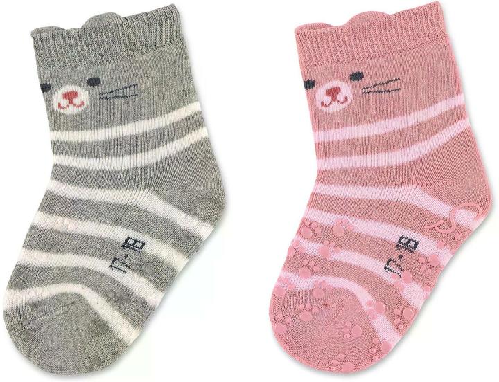 Sterntaler Antirutsch-Socken 2er Set Katze Hellgrau Melange Gr. 19-20 (2er Pack, 19 - 20)