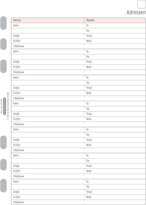 Image du produit Chronoplan Feuille d'adresses (A5, Allemand)