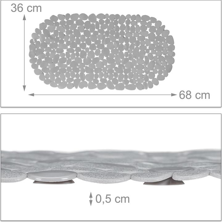 Actual product image Relaxdays Anti-Slip Bath Mat, Stone-look (36 x 68 x 0.5 cm)