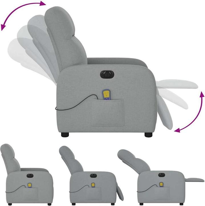 Immagine prodotto VidaXL Sedia da massaggio elettrica in tessuto grigio chiaro