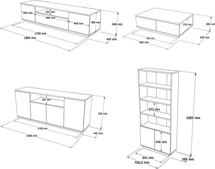 Produktbild Skye Decor Steven (180 x 44.5 x 44.5 cm)