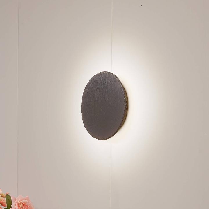 Produktbild Lindby Peetu LED-Wandleuchte, Schiefer, rund (1000 lm)