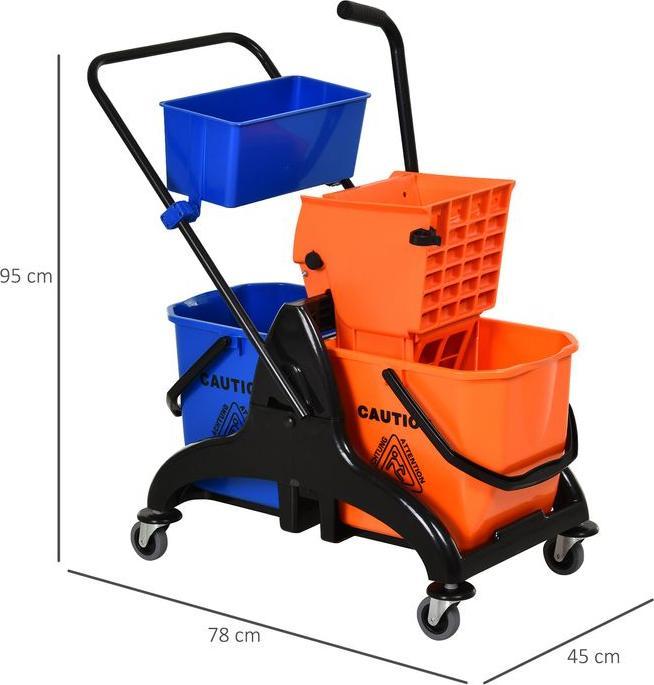 Actual product image Swisshandel24 Putzwagen Reinigungswagen 26 Liter Wischwagen mit Wringer, Wischmopp-Presse (1 pcs.)