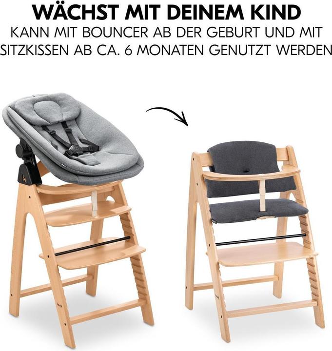 Immagine prodotto Hauck Hochstühle Arketa Beech 4-tlg. Newborn Set - Hochstuhl (Seggiolone)