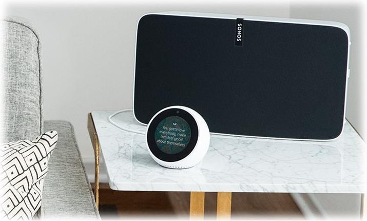 Productafbeelding Amazon Echo Spot (2024) slimme wekker - Wit (Amazon Alexa)