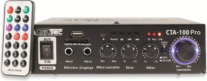 Actual product image Chilitec Mini HiFi amplifier CTA-100 pro, USB, remote control, Bluetooth