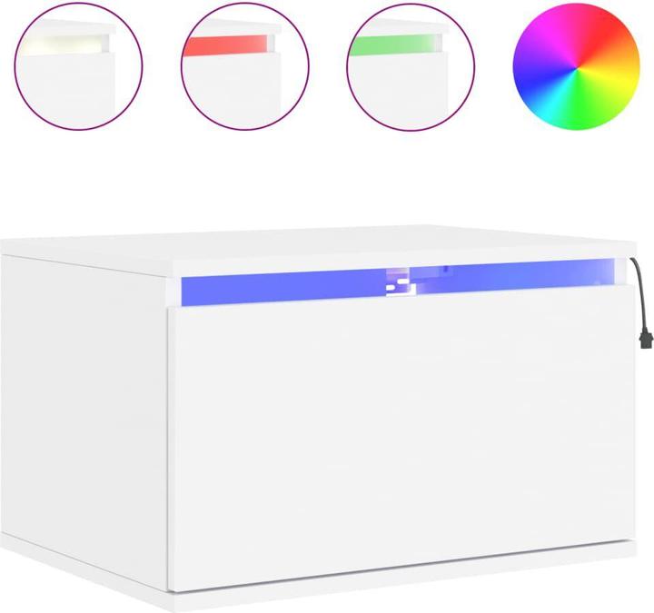 Immagine prodotto VidaXL Comodini a parete con luci LED 2 pezzi. Bianco, colore (50 x 36 x 30 cm)