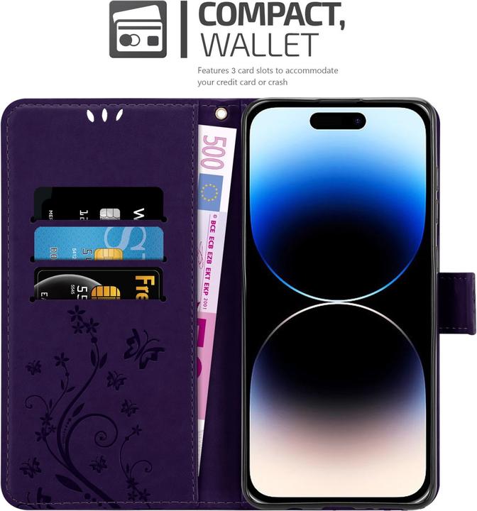 Actual product image Cadorabo Cover for Apple iPhone 14 PRO MAX in Flower Book Style (Apple iPhone 14 Pro Max)