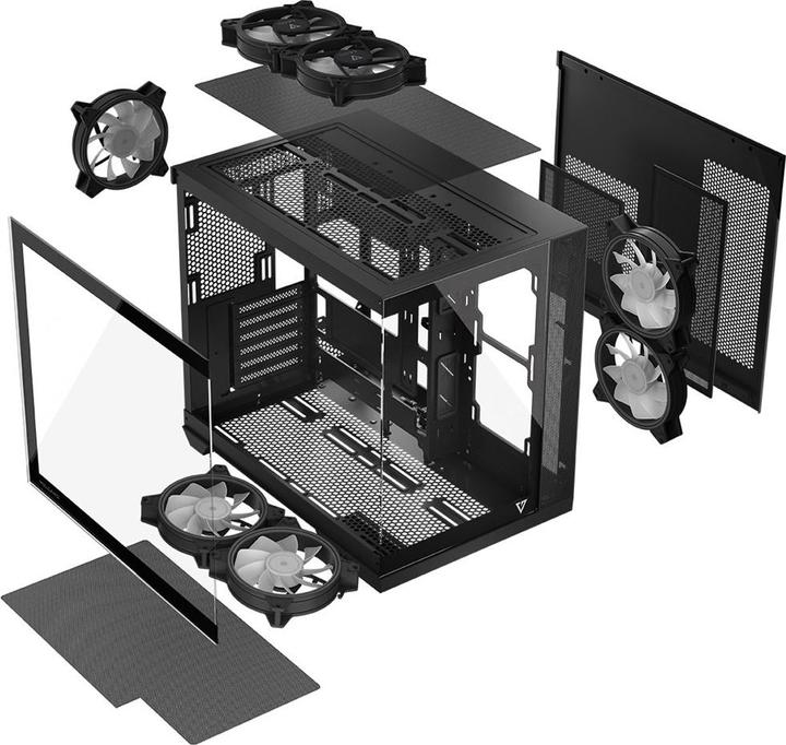 Produktbild Modecom Obudowa Volcano Panorama Apex ARGB 7F czarna (AT-PANORAMA-7F-ARGB-10-000000-0002) (ITX, ATX, mATX)