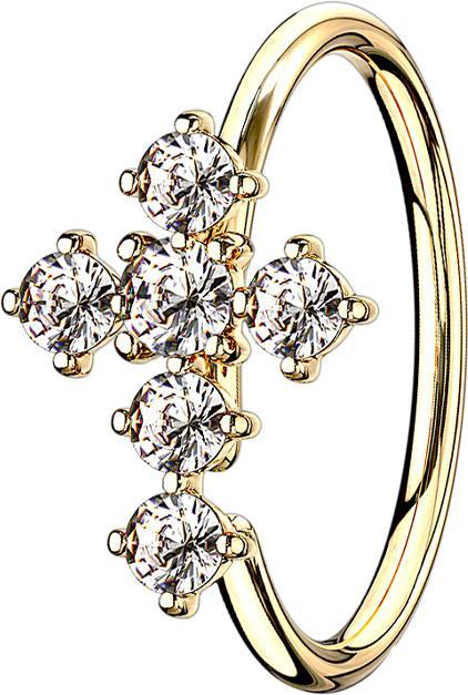 Star Piercing Micro Piercing Ring 14k vergoldet Kreuz silber (Messing)