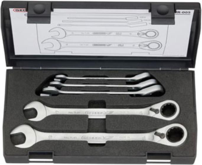 Produktbild Gedore 7 UR-005 Satz Maulschlüssel mit Ringratsche, umschaltbar 5-teilig 8-19 mm (19 mm, 8 mm, 10  mm, 14 mm, 18 mm, 11 mm, 12 mm, 17 mm, 15 mm, 13 mm, 9 mm, 16 mm)