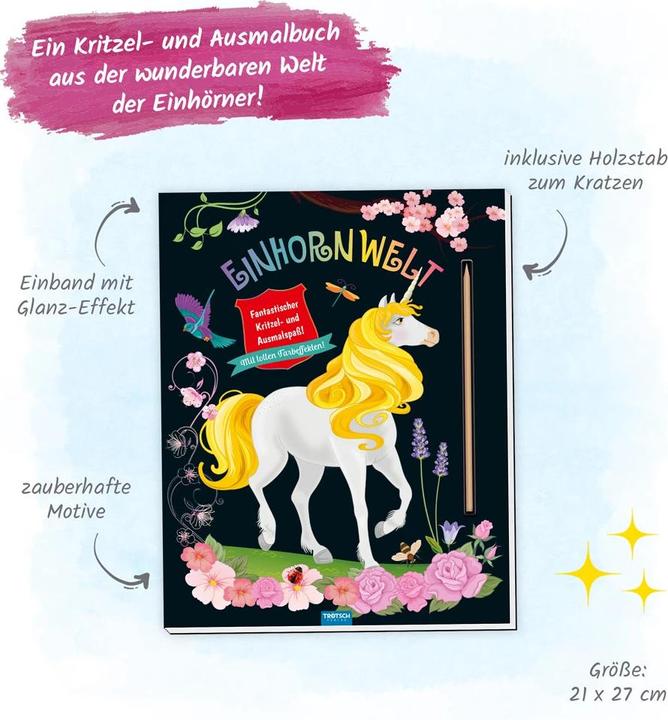 Produktbild Kratzbuch Einhornwelt Kritzel- und Ausmalspass (Deutsch, Trötsch Verlag, 2022)