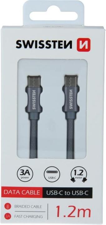 Swissten Datenkabel Textil USB-C / USB-C 1.2 M (1.20 m, USB 2.0)