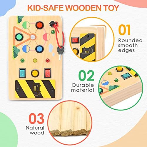 Produktbild Activity Board Busy Board, Lichtschalter Spielzeug - Motorikwand Sensory aus Holz LED Ampel
