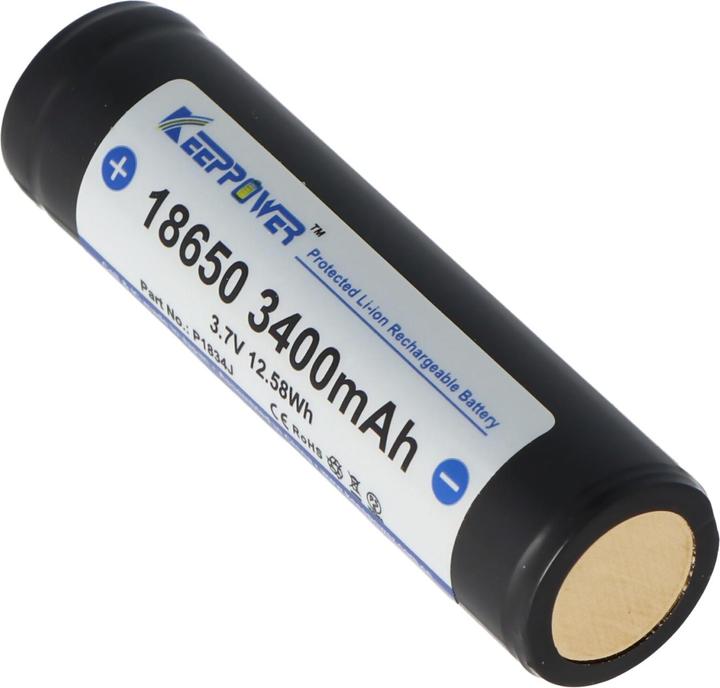 Immagine prodotto Keeppower Batteria 18650 protetta (Flat Top) (1 pz., 18650, 3400 mAh)