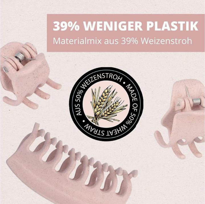 Actual product image Parsa Beauty PARSA Nature Love Hair Clip, pink Small, 6 pcs, made from wheat straw (6 pcs.)