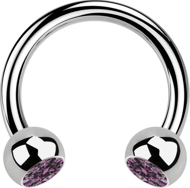 Produktbild Star Piercing Micro Circular Barbell silber mit zwei Kugeln Kristall hellviolett (ohne Messing, Titan G23)