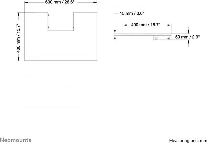 Actual product image Neomounts PLASMA-M2500LAPSHELF LapTop tray for M2500 series silver color