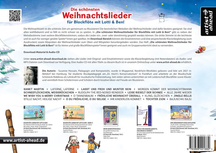 Image du produit Die schönsten Weihnachtslieder für Blockflöte mit Lotti & Ben! (Allemand, Susanne Hossain, 2021)