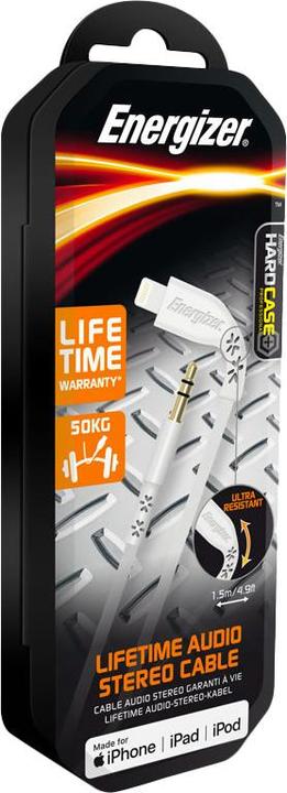 Actual product image Energizer Lifetime Audio AUX Lightning Cable (1.5m) white (1 pcs.)