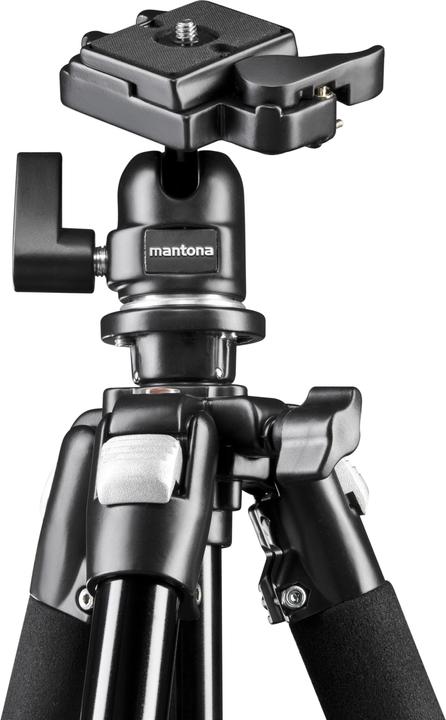 Produktbild mantona Dreibeinstativ 3/8 Zoll Arbeitshöhe=35 144 cm Schwarz Kug (Metall)
