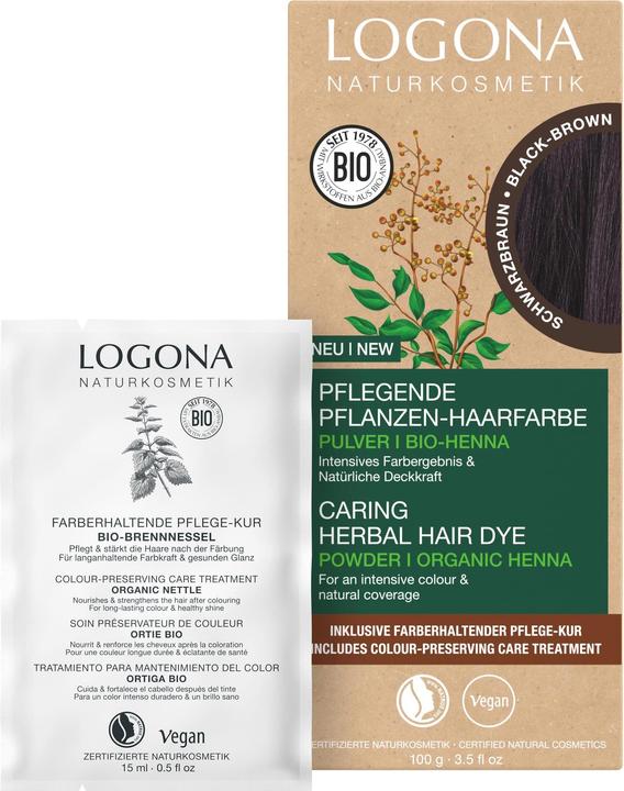Actual product image Logona Nourishing plant hair color powder black brown (101 black intense)