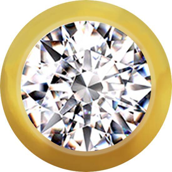 Produktbild Star Piercing Kugel vergoldet mit Kristall silber (ohne Messing, Chirurgenstahl 316L)