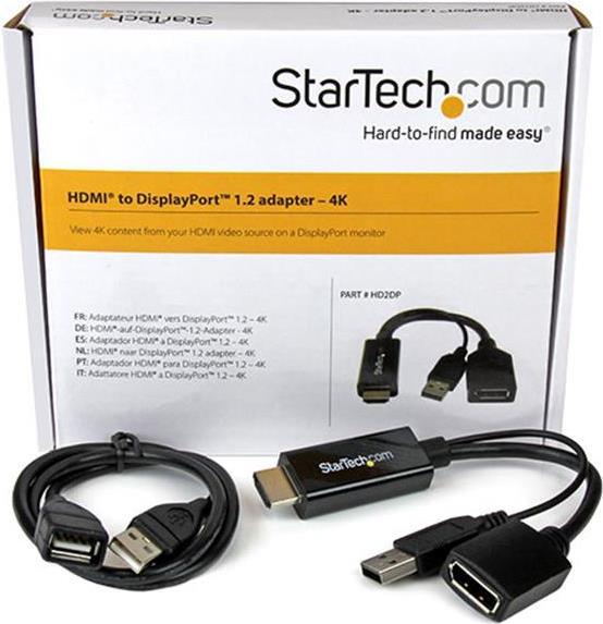 Produktbild StarTech HDMI TO DP 1.2 ADAPTER - 4K (HDMI, USB, 25.50 cm)