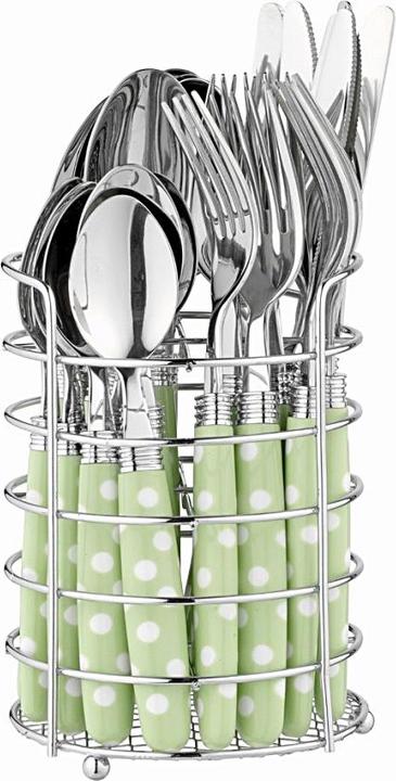 Actual product image Esmeyer Liana green" 24-piece cutlery set (6 people) incl. cutlery basket (6 Piece, Cutlery set)